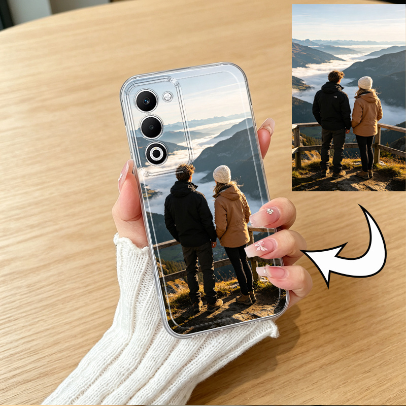 TEMU Phone Case - Personalized Diy Photo Couple, Family, Pet Custom Phone Case, Suitable For Oppo A5 5g, New Transparent Tpu Phone Cover, Birthday,