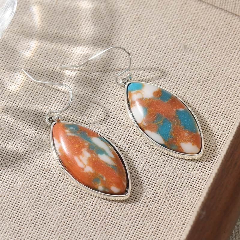 Women's Retro Synthetic Turquoise Pendant Earrings, Elegant Gift