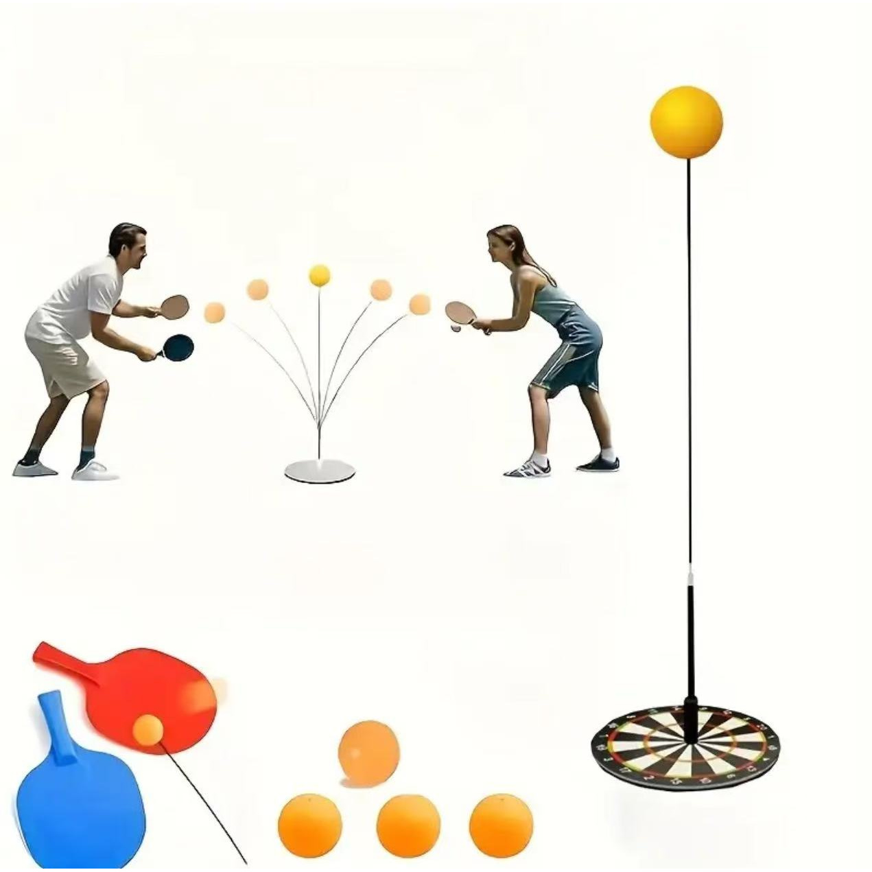 TEMU Visual Training Ball Set - For Movements And Quick Perspiration Exercises - Fitness Training Kit With Elastic Bands And Table Tennis Racket -