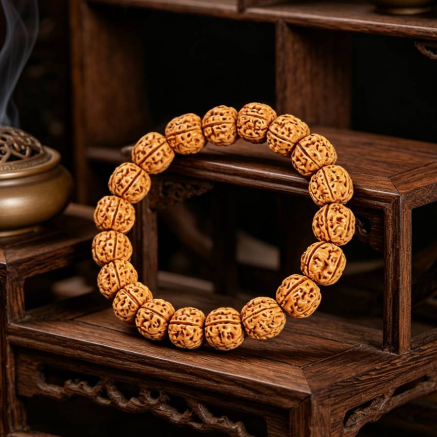 Bohemian Style Rudraksha Bead Bracelet, Handmade Natural Stone
