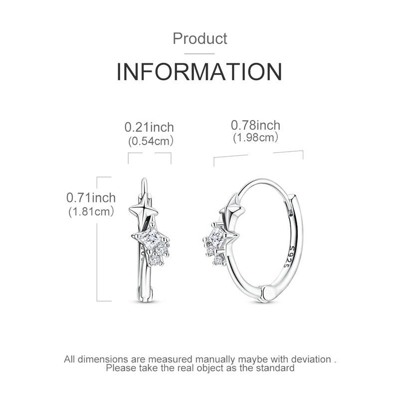 Women's 925 Silver Hypoallergenic Classic Hoop Earrings