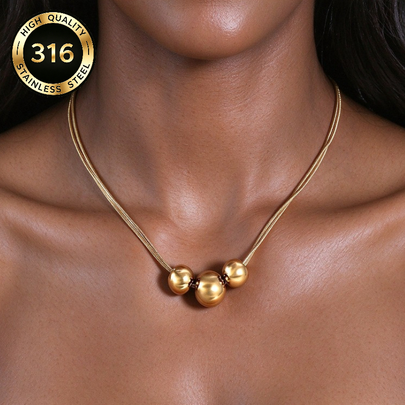 Vintage French Double Snake Chain Choker Necklace
