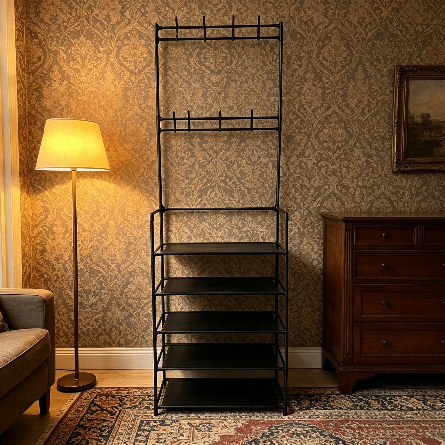TEMU 4/5-tier Vertical Hat Rack, Thickened Metal Frame, Space- And Easy To Assemble, Universal For Entryway, Bedroom, Living Room, Dormitory, Ideal