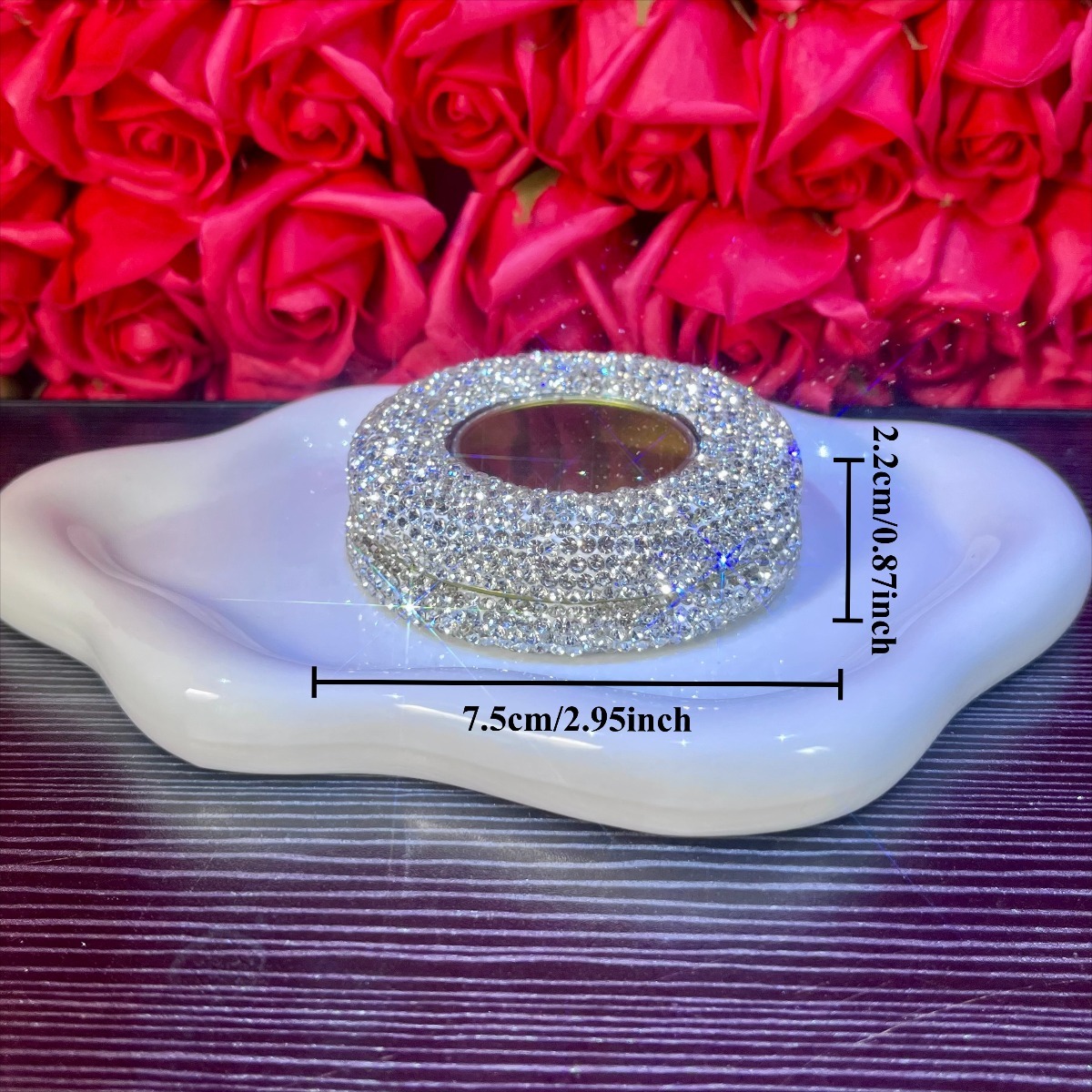 Shiny Rhinestone Embedded Jewelry Storage Box for Earrings & Rings
