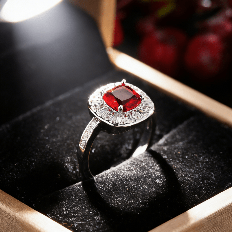 Unisex Elegant Red Zirconia Gemstone Ring, Daily Wear