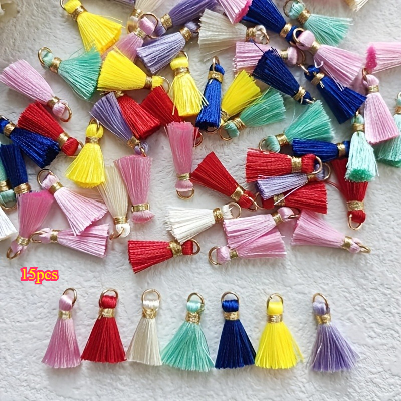 TEMU 15 piezas de mini joyería a con borlas y anillos, ideal para aretes, collares y otros materiales