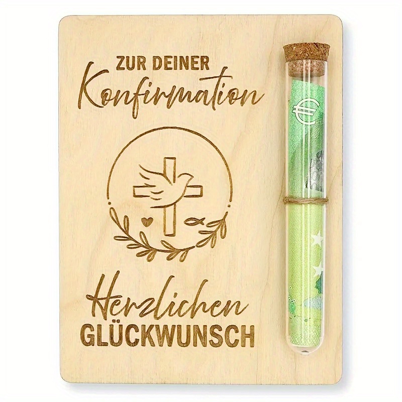Gift For Her/him A Wooden Wallet Gift From Germany For Communion, Featuring Tube For Money, Suitable For Baptism, Eucharist, And Coming-of-age Celebrations