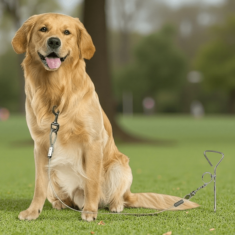 E-shop Strapazierfähiger, robuster Spiral-Hundehalti Pfahl, rostfreier Erdanker für Garten Rasen, verstärkter 360°--Ausbruchsicherheits-Leinenpfosten,