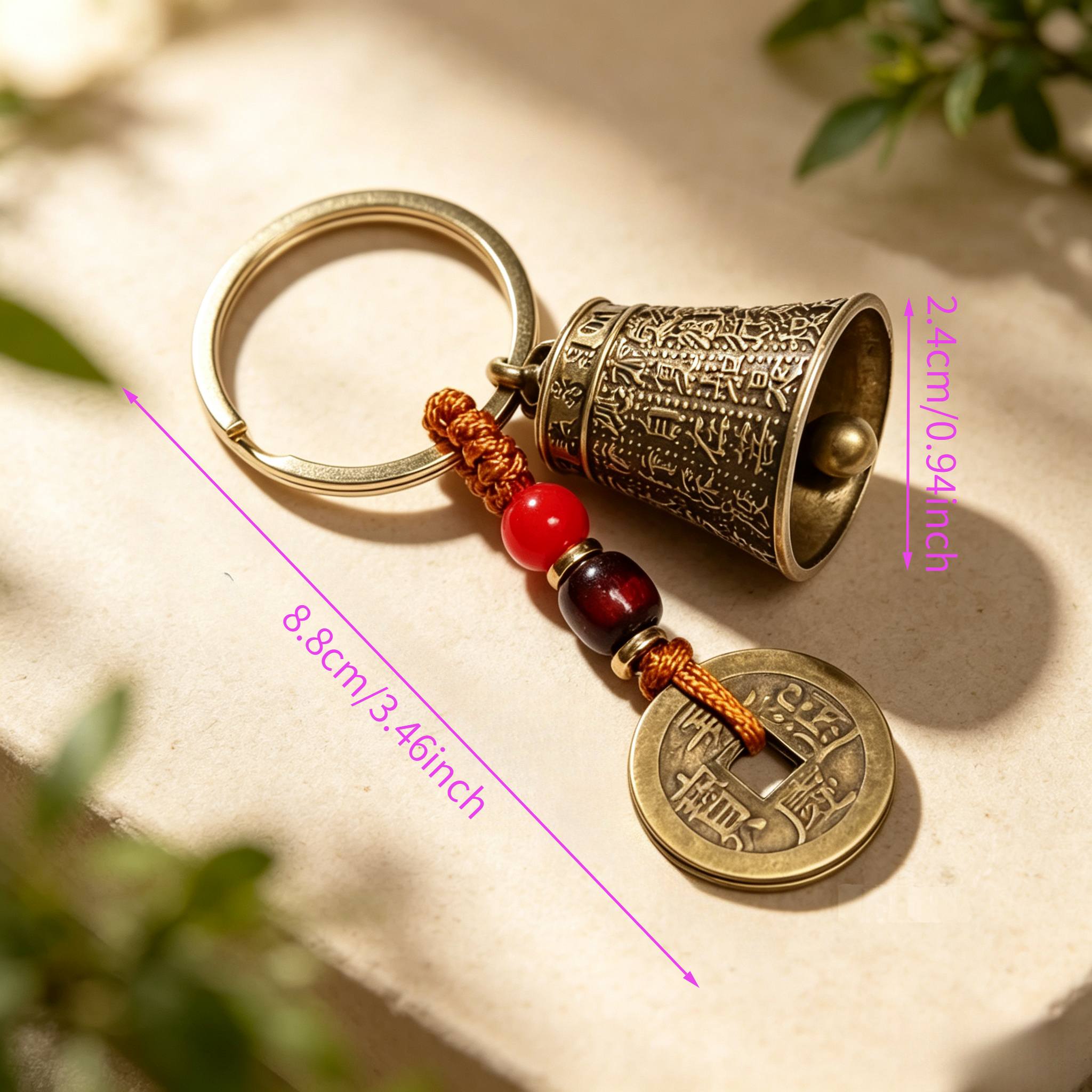 TEMU Colgante de aleación con forma de moneda y campana con escritura grabada. Exquisito pequeño y portátil como regalo . y paz. Adorno versátil para