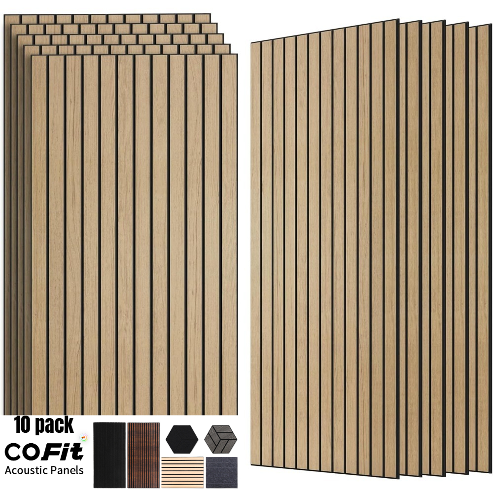 10 pack 23 6 x 11 8 wall panels decorative acoustic panels for walls for office home theater   room gray oak mitered