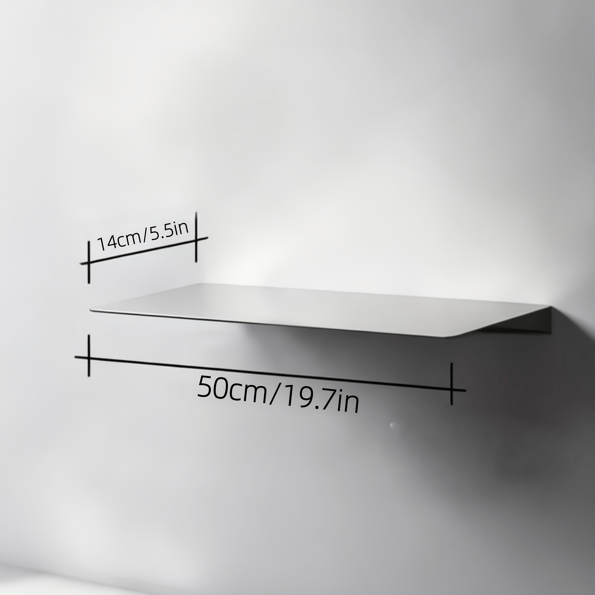 TEMU New Specification Enlarged Size Titanium Grade Thickened 410 Stainless Steel Storage Rack, Wall-mounted Floating Shelf, Stainless Steel Metal