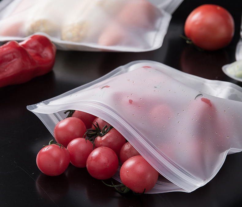 polyethylene silicone food storage container reusable stand up zipper bags leak proof fresh food preservation rectangle shape food contact   line skate design details 2