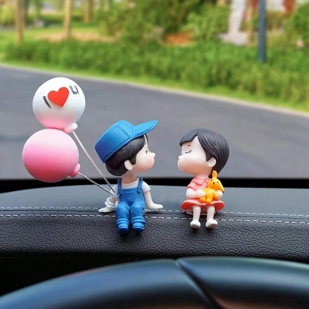 TEMU 2pcs Car Decorations Cartoon Couple Action Character Statues Balloons Car Interior Accessories Car Parts Holiday Gifts