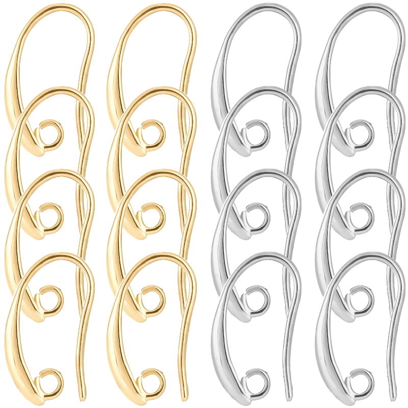 TEMU 16 piezas de aros dorados y plateados individuales, circulares, lisos y curvos para hacer joyería, adiciones para hombres y mujeres, materiales