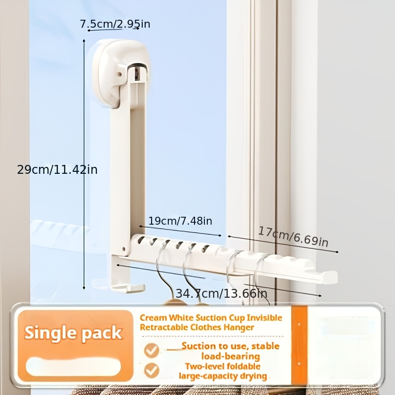 TEMU Suction Cup Invisible Folding Drying Rack- Punch- Free Retractable Clothes Drying Rack With Material, Space- Saving Foldable Design For Indoor/