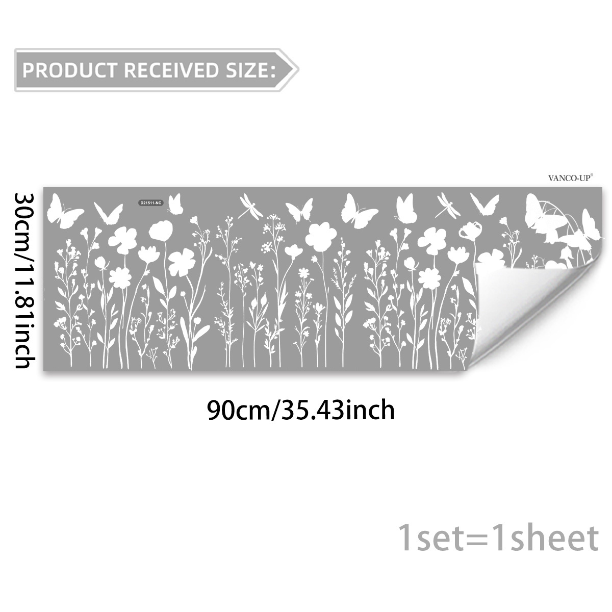 Image of A Set Of (30*90cm) , Dragonfly, And Floral Silhouette Window Stickers, Double-sided Static Cling For Glass, Beautifying Home Decor For Living Room Window Decorations And Shop Displays D21511