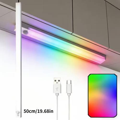 night rgb motion sensor light bar 7 color in 50cm 19 68in usb rechargeable rgb gradient lighting motion activated ideal for living room kitchen bedroom study hallway