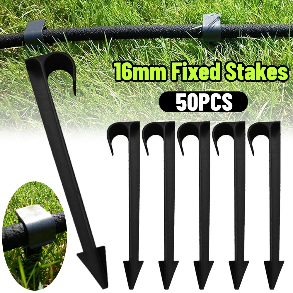 E-shop 50 Stück Gartenbewässerungsschlauchanker 16mm Fixieranker für Schlauch Tropfbewässerung Gartenbewässerung Tropfer Sprinkler Halterung