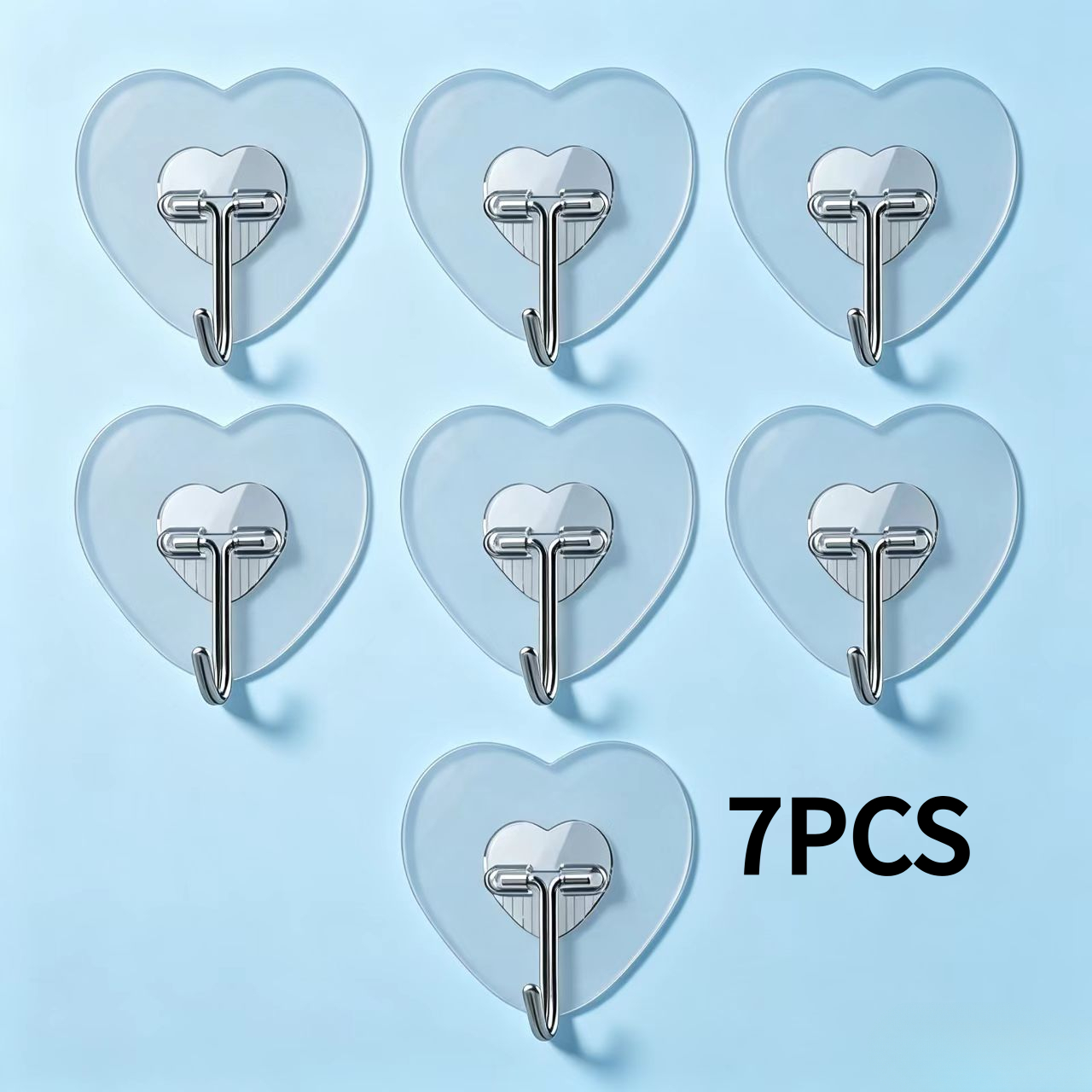 TEMU Ganci adesivi resistenti di grandi dimensioni - Ventose in plastica senza trapano, supporti a muro ispessiti a forma di cuore, adatti per la