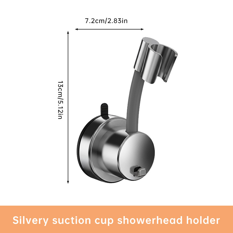 [1pc] Adjustable Shower Suction Cup Holder, Bathroom Wall-mounted Handheld Shower Bracket, Abs Plastic, No-drill Installation - , Summer Bathroom Shower Accessory