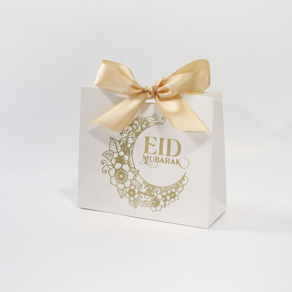 Image of 10pcs Gift Boxes With Ribbon Bow, Small Paper Gift Bags For Candy Chocolate Treats, Elegant Floral Party Favor Packaging For Ramadan Eid Celebrations, Weddings, Family Gatherings, Green Pink Options