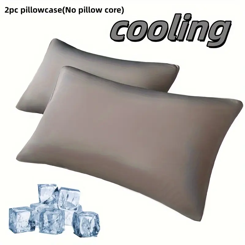set of two cooling pillowcases for people with high temperatures soft breathable light beige friendly fabric envelope closure machine washable solid pillowcases for living room and bedroom holiday gifts for men and women Product details 6