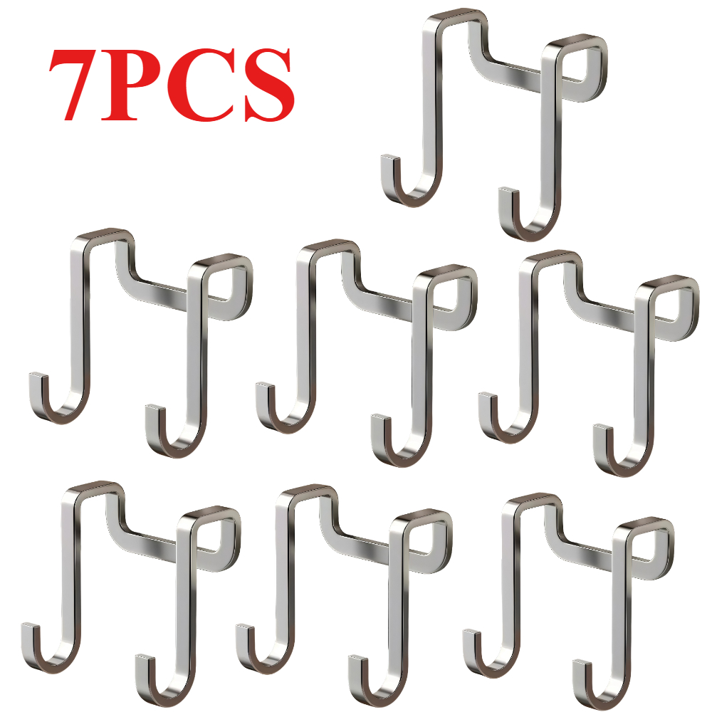 TEMU 7/9 pezzi Gancio a acciaio inossidabile multiuso senza foratura Ganci posteriori per porte Cucina Bagno Armadio Porta per appendere cappotti
