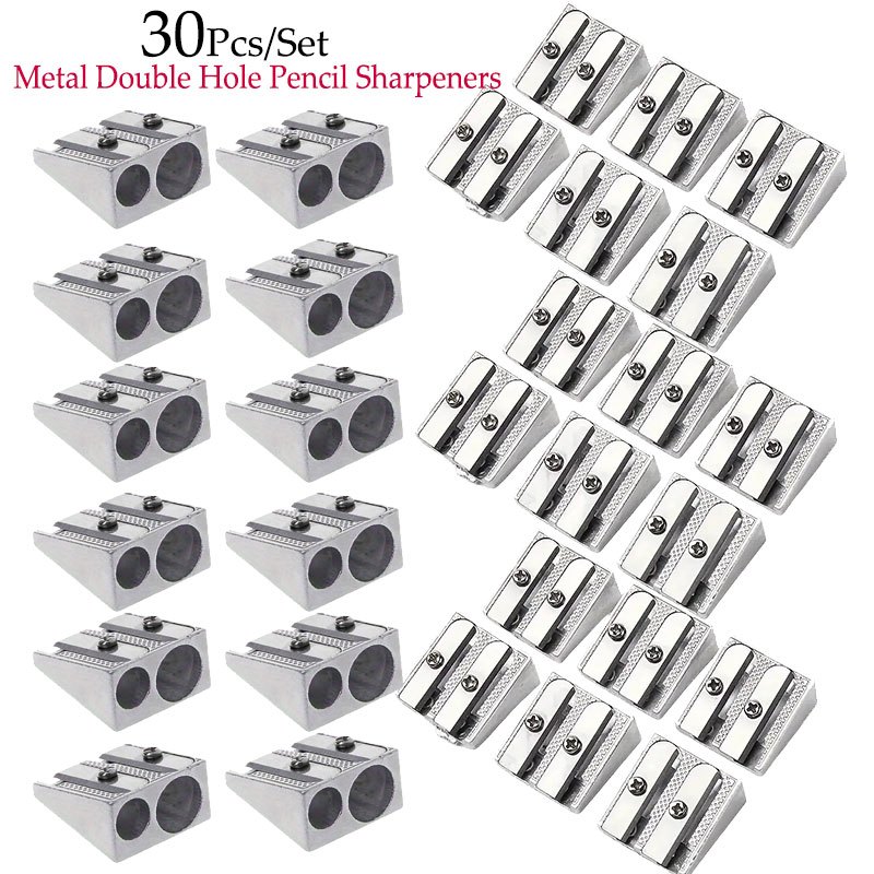 TEMU 30pcs Metal Pencil Sharpeners With Double Hole Design, Stationery And Office Supplies, Pencil Sharpener