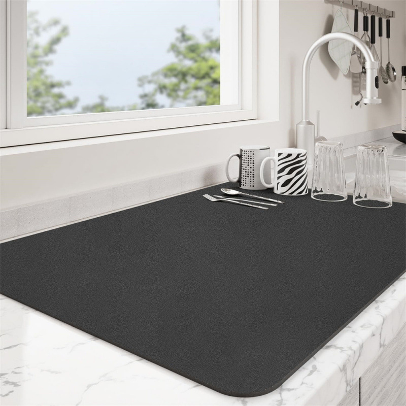 super absorbent dish drying mat heavy duty kitchen counter pad heat resistant up to non slip dishwasher drainage mat for coffee machine sink countertop easy   saving design drying dish mat sink area protection   decor 0