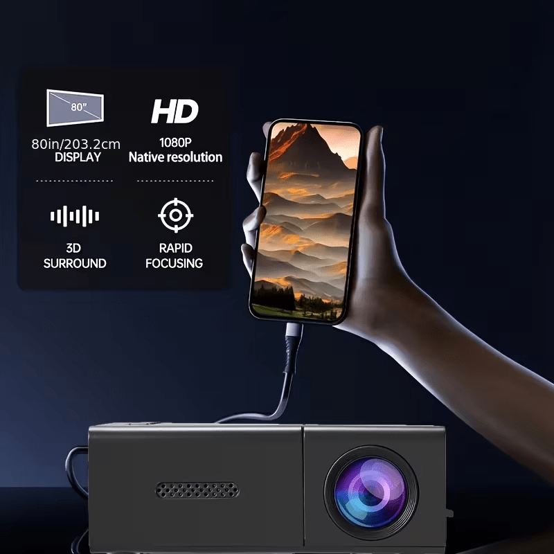 usb mini projektor mit lcd-display & steuerung – tragbarer smart projektor für laptop, smartphone & pc | kompaktes kino- und gaming-erlebnis