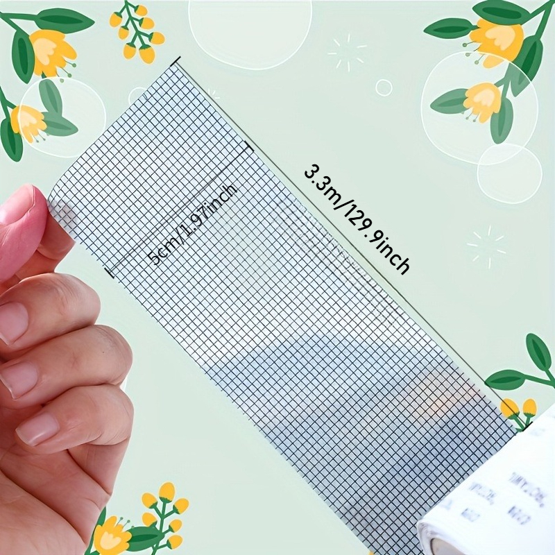 TEMU 330 cm langes x 5 cm breites (129,9 Zoll x 1,97 Zoll) Fenstersperre-Reparaturband, selbstklebendes graues Netz-Flicken-Set, Glasfaser-Abdeckung