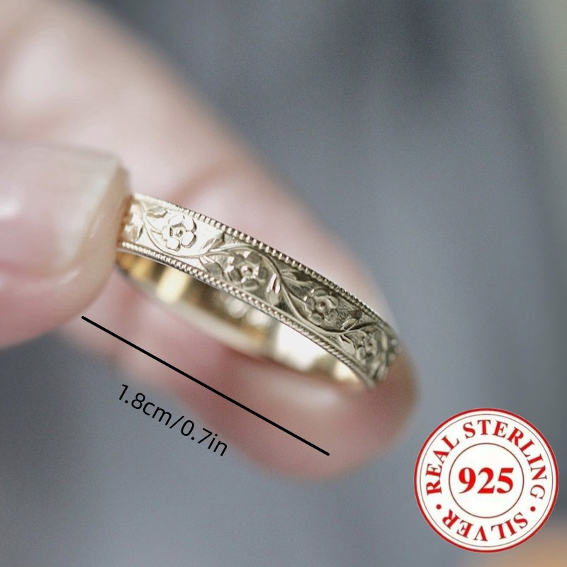 925 Sterling Silver Minimalist Patterned Women's Ring