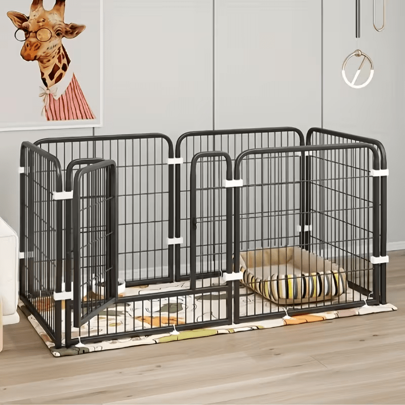 TEMU 1pc Heavy-duty Cage & Playpen For Small To Large Dogs And Cats - Sturdy Metal Kennel With Arched Door, Interior, Easy Assembly, Indoor/outdoor