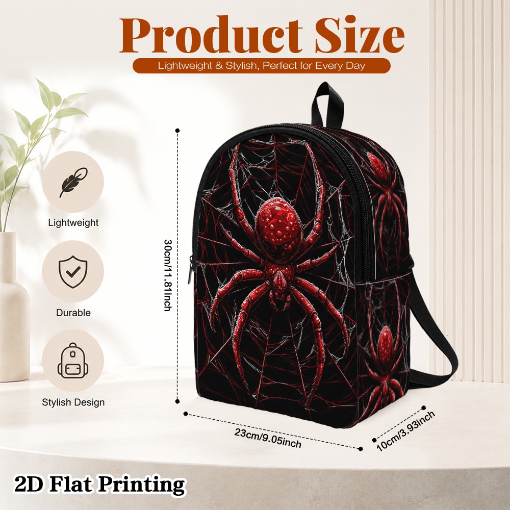 TEMU 1pc Ridesay 1pc Brand 1pc Model Suitable For Beach Pool Travel Backpack With Red Spider Web Print, Quilted Diamond Grid, Adjustable Straps &