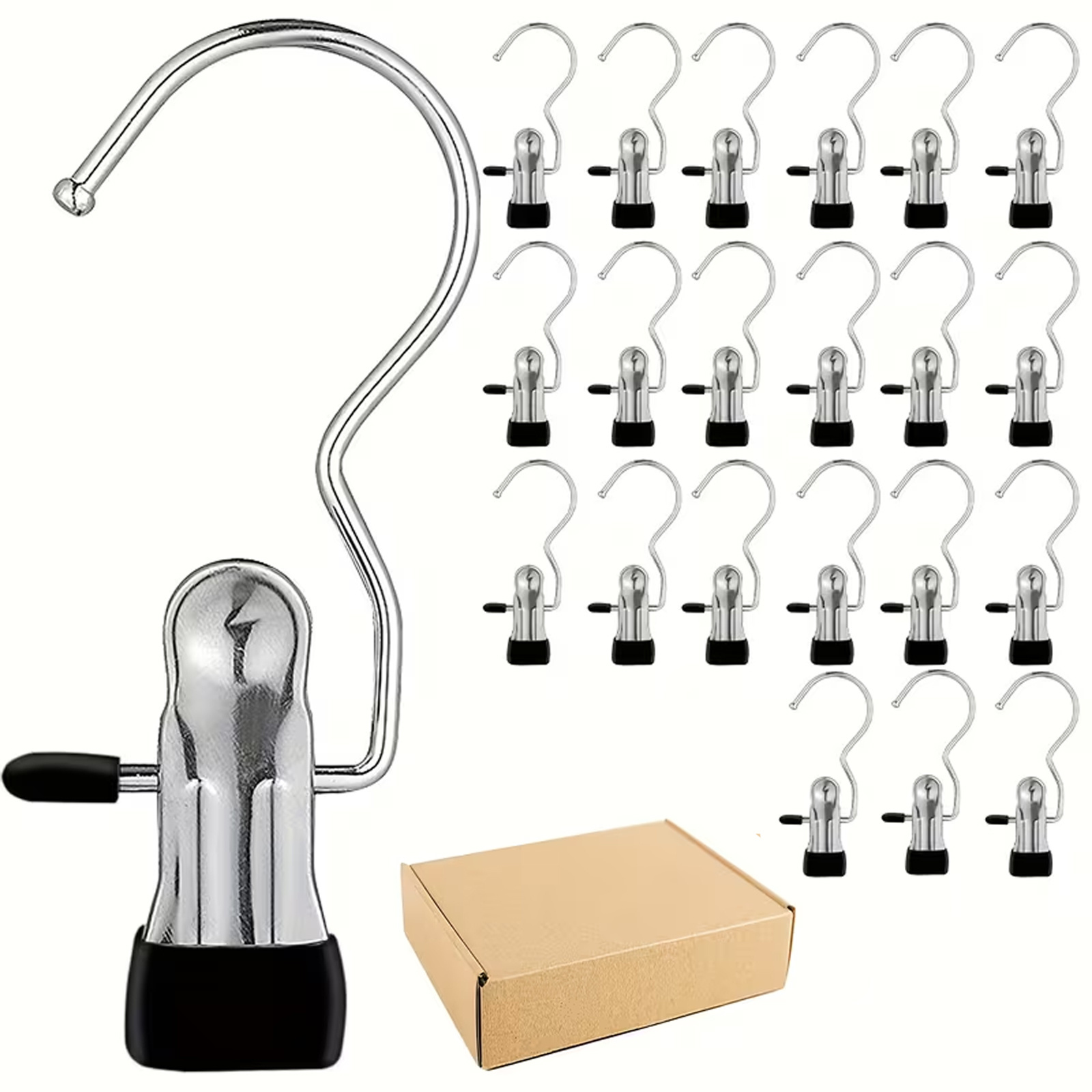 TEMU 22pcs Durable Stainless Steel Clothes Hanger Clips- Space- Design For Skirts, Pants, And Garments- Polished Metal Wardrobe And Shop Storage