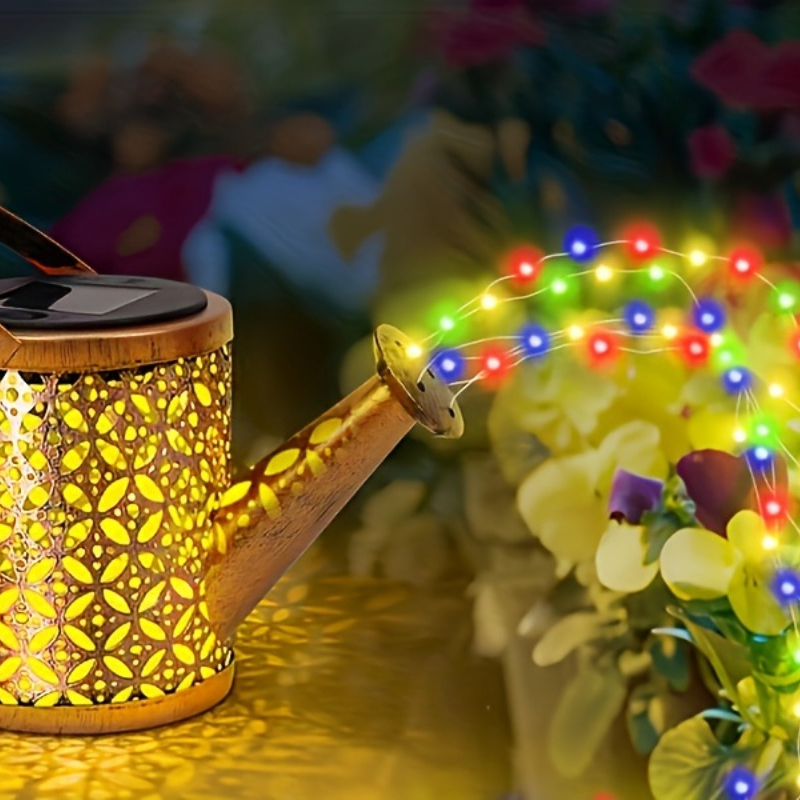 Set de 4 bucăți Lămpi solare în formă de umeraș de udător (2 umerașe de udător + 2 cârlige de păstor), lumină caldă/colorată, senzor de lumină pentru exterior cu pornire/oprire automată. Potrivite pentru diverse locații: grădini, peluze, curți și mese de dining. Ideale ca cadou de housewarming sau