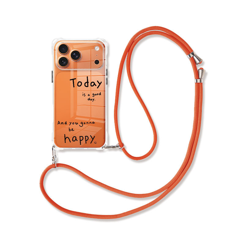 TEMU para Teléfono - Una Transparente para Teléfono con Cordón que Dice 'Today Is ' en Inglés, con Orificios para Colgar Vertical y Horizontalmente,
