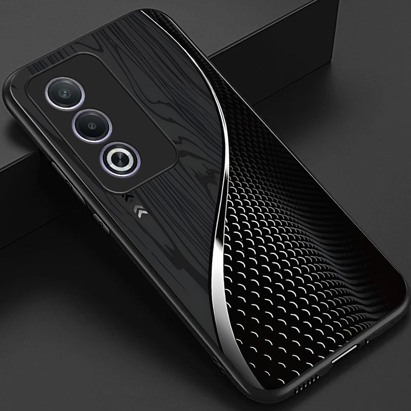 TEMU Phone Case: Case For Oppo A3 Pro A80 5g Phone Case, Stylish Black Green Brown And Scales Pattern Glossy Glass Back Cover Business Gift