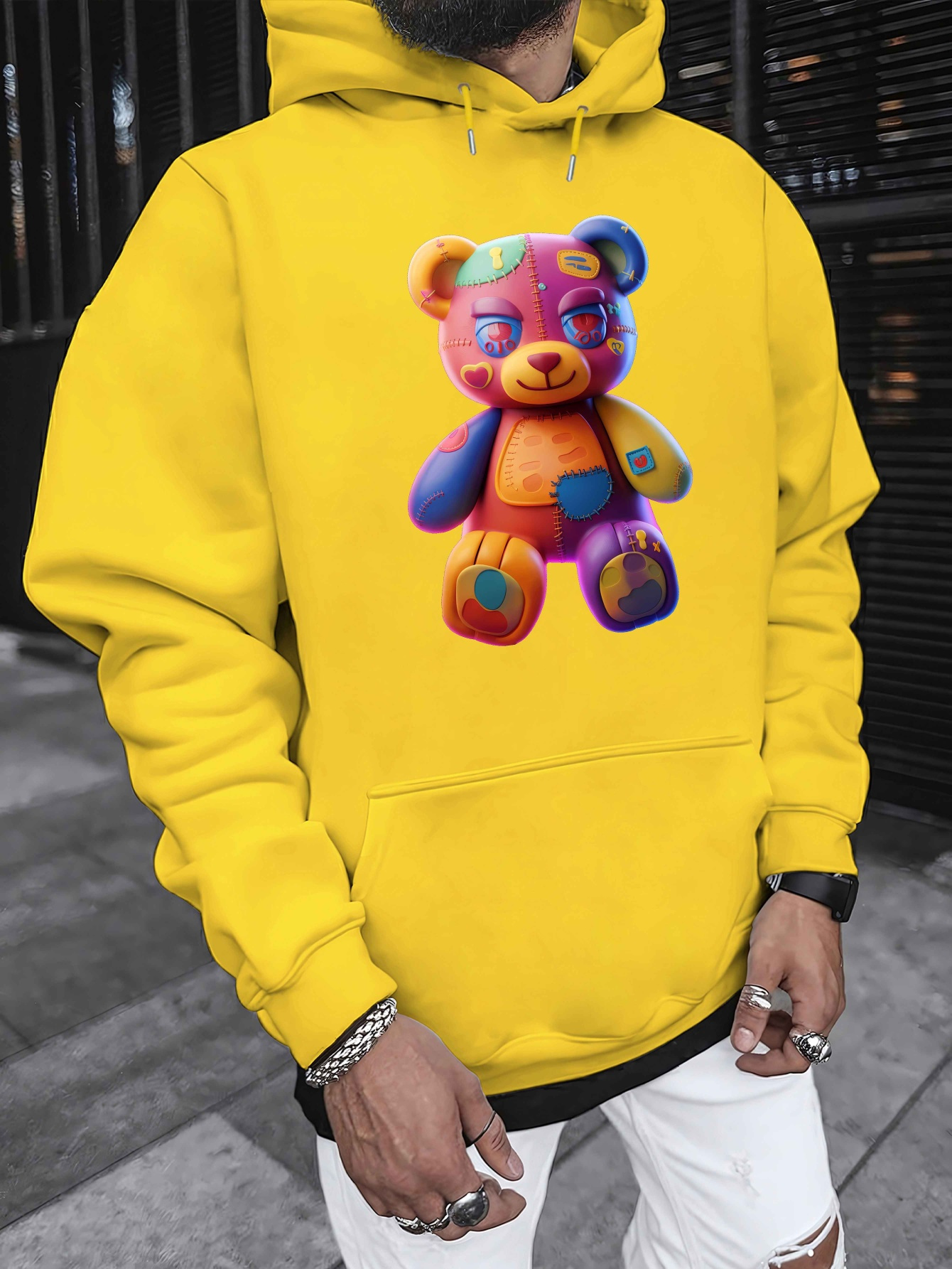 lightweight design mens colorful teddy bear graphic hoodie Temu