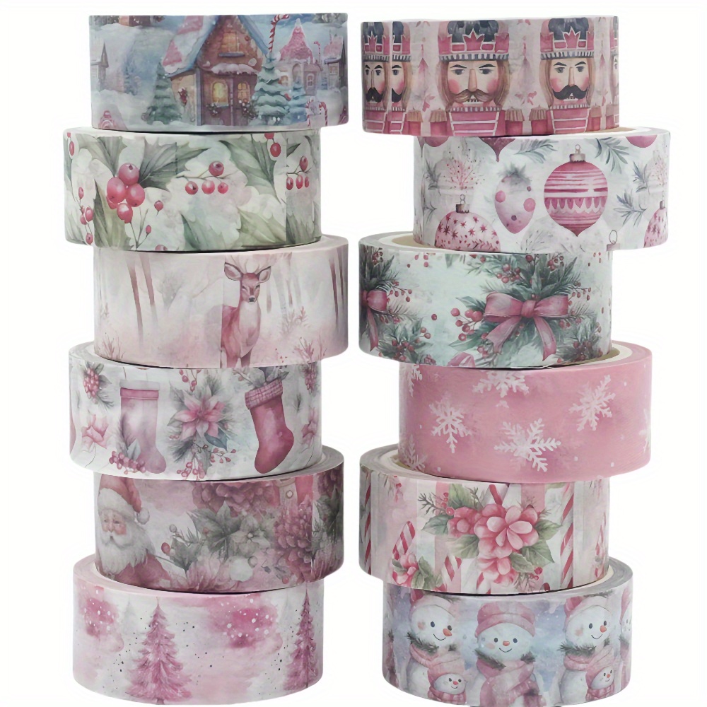 Image of 12 Rolls 5m X 15mm Christmas Snowman, Snowflake Tree, And Washi Tape For Journals, Gift Wrapping Stickers