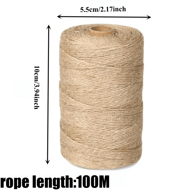 TEMU Fil de jute naturel multifonctionnel 1 mm/, emballage artisanal, traction végétale, fixation, corde de reliure de jardin, matériau de tissage,