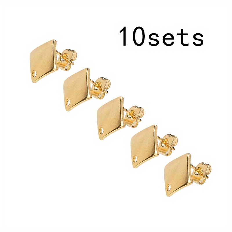 Image of 10sets Stainless Ear Studs With Holes Stainless Steel Ear Plugs Handmade Earrings Making Additions Arts, Crafts & Sewing > Beading & Jewelry Making > Jewelry Findings & Components > Earring Findings