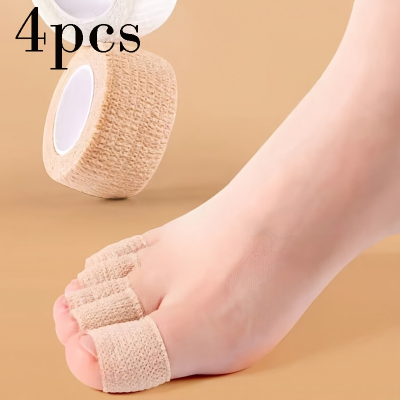 4pcs of Self-Adhesive Toe Protectors (Beige/White) - Elastic Fabric, Prevents Friction Between High Heels And Shoes, Breathable And Portable, Suitable for Outdoor, Sports, Travel, Office And Home Use