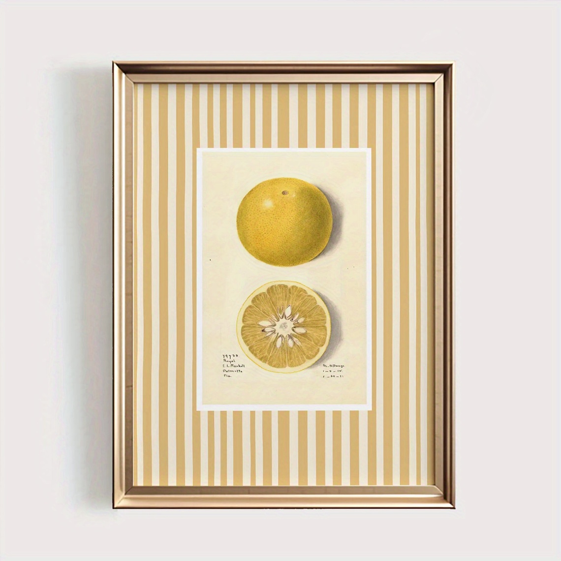 TEMU 1pc, Wall Art, Vintage Poster, A Lemon Art Print, Yellow Striped Canvas Painting, Dining Room Decoration, Kitchen Aesthetic Design, Gift For ,