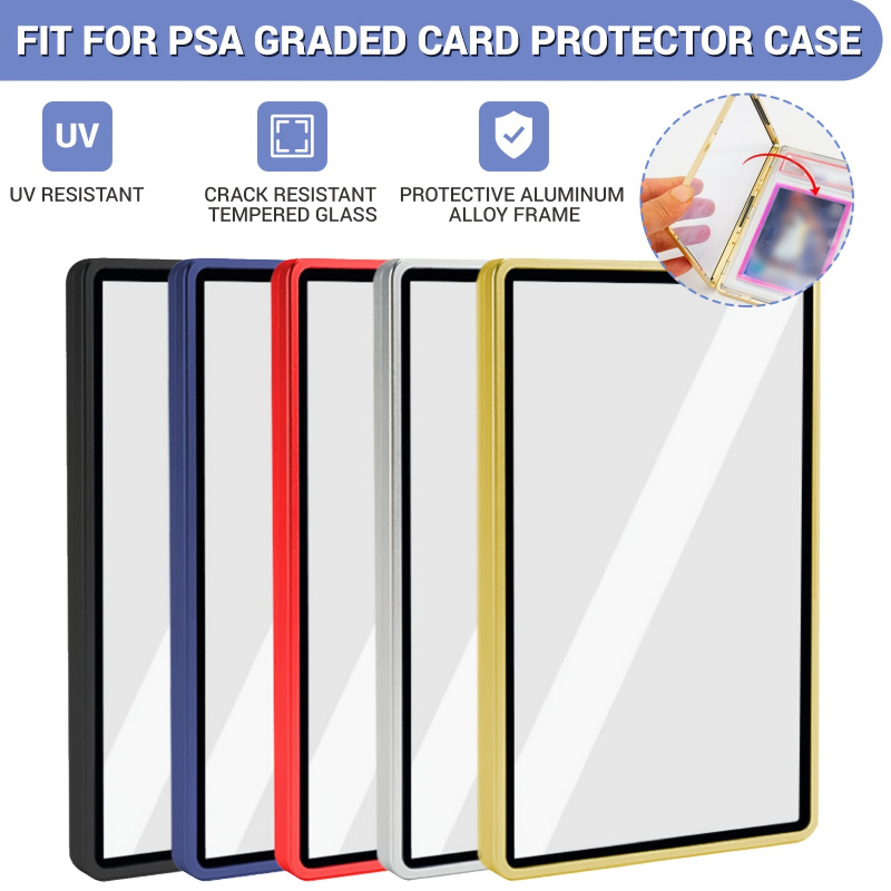 item picture 4 aluminum cases glass magnet   metal rated card brick protective cases stackable and uv resistant all uvr tempered glass multi   models
