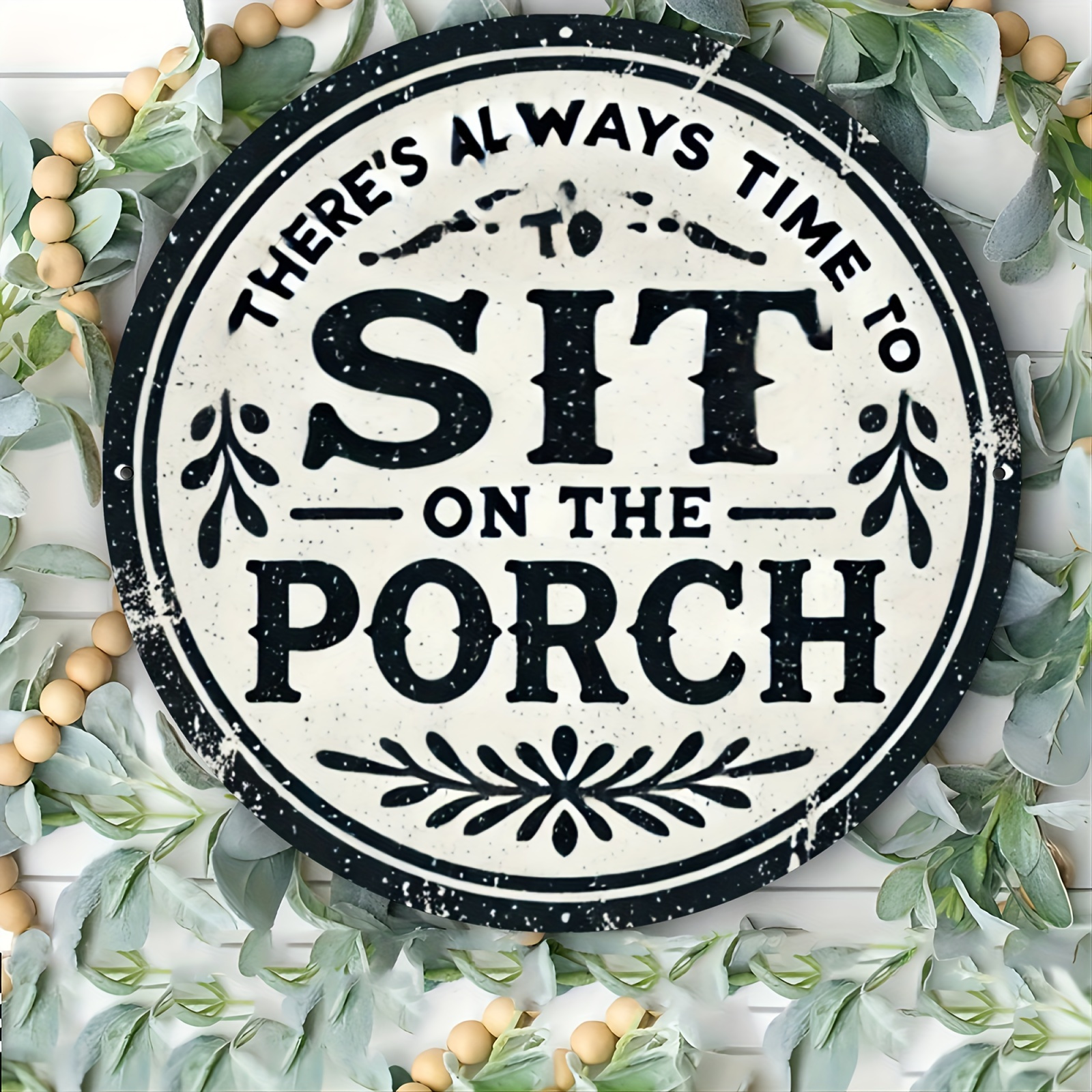 TEMU 2d Flat 1pc Rustic "'s Time To Sit On " 7.87*7.87 Inch Aluminum Sign - Vintage-inspired Wall Art With Border For Home, Cafe, Bar, Garage Decor |