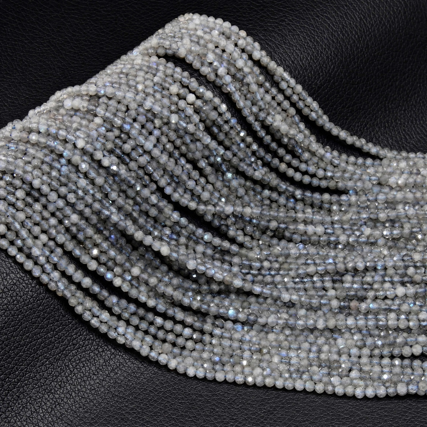 TEMU Natural Labradorite Loose Beads, 3mm Micro Round Beads, Genuine Semi-precious Polished Stone Beads For Jewelry Making, Diy Bracelets, Necklaces,