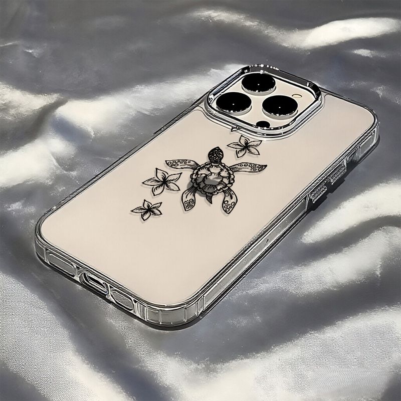 TEMU Coque de téléphone : Étui de téléphone transparent avec motif de tortue de mer et d' de mer, compatible avec iPhone 17 Pro Max, 17 Pro, 17 Plus,