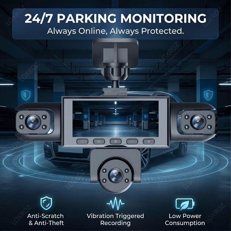 Wzxlifescult 4/5 Camera Car Dash Cam, 360° Surround Coverage, 1080P Front, 720P Rear & Inside Recording, Night Vision, WDR, Loop Recording, Parking Monitor