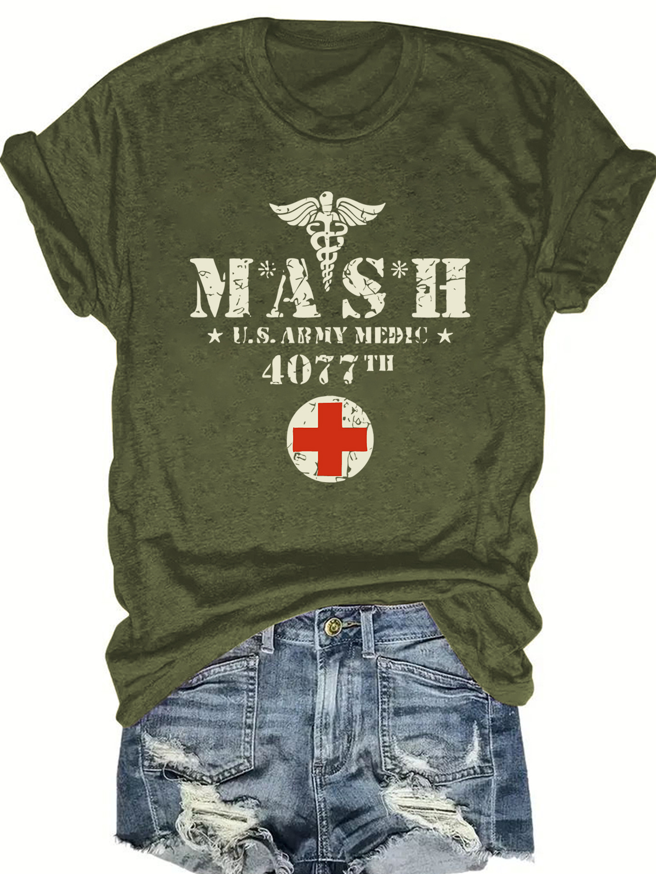   mas h 4077 print t shirt casual short sleeve round neck top for spring and summer womens wear